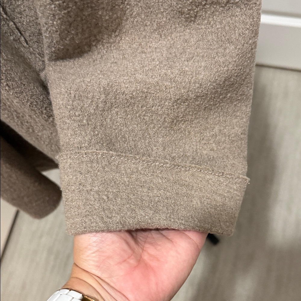 Eileen Fisher Open-Front Wool Cardigan in Taupe Brown - Picture 3 of 6